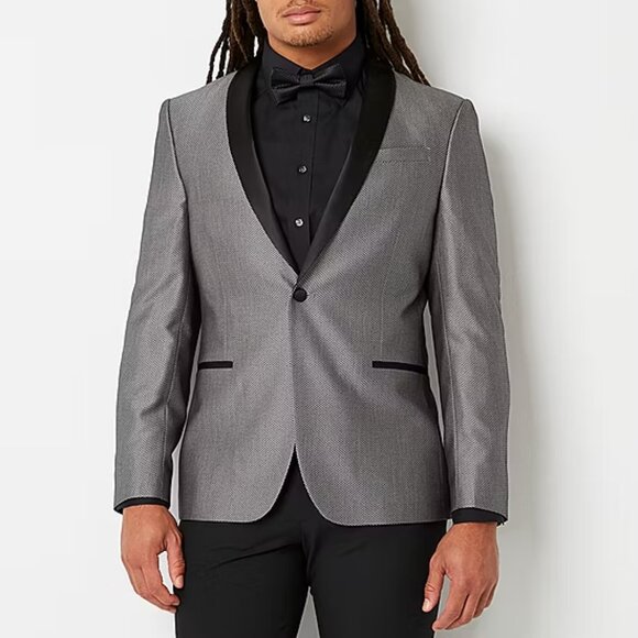 Men's JF J. Ferrar Big & Tall Tux Jacket - Silver Herringbone- 56R - NWT